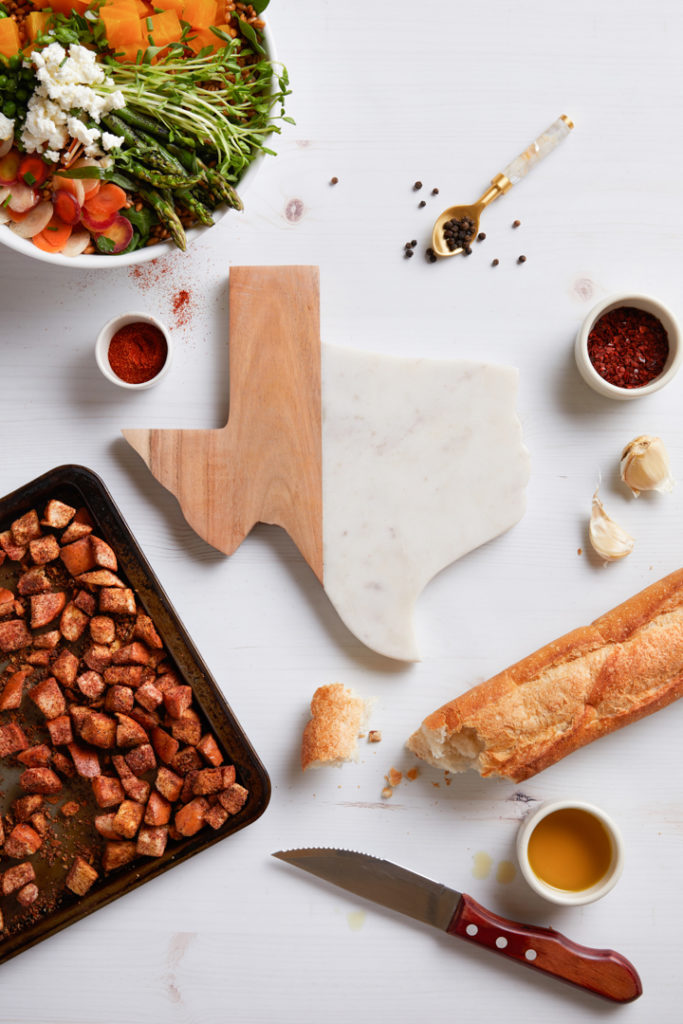 A cutting board shaped as the state of Texas map