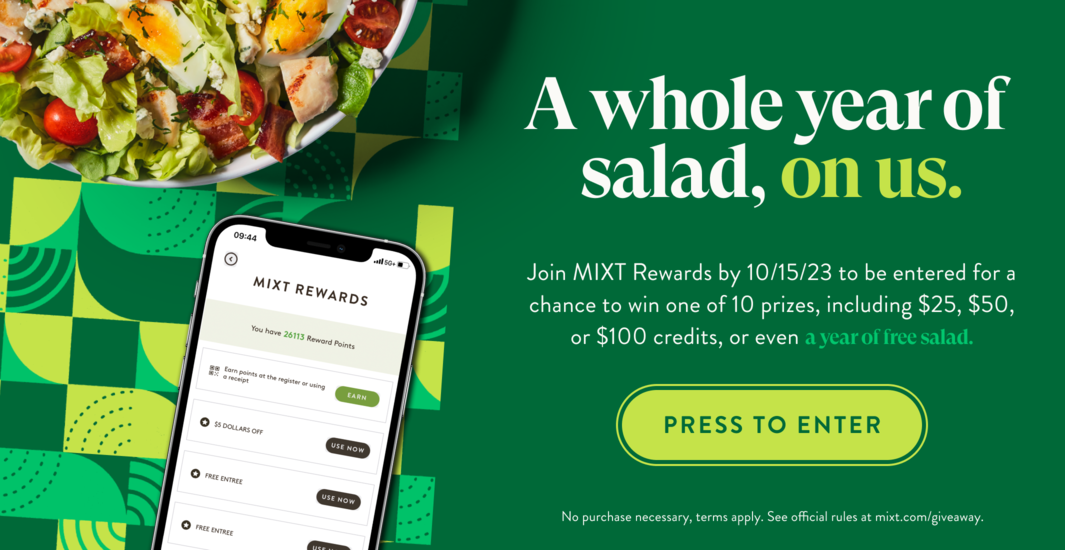 Rewards view on the MIXT App